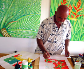 Peter Sell im Atelier beim Malen